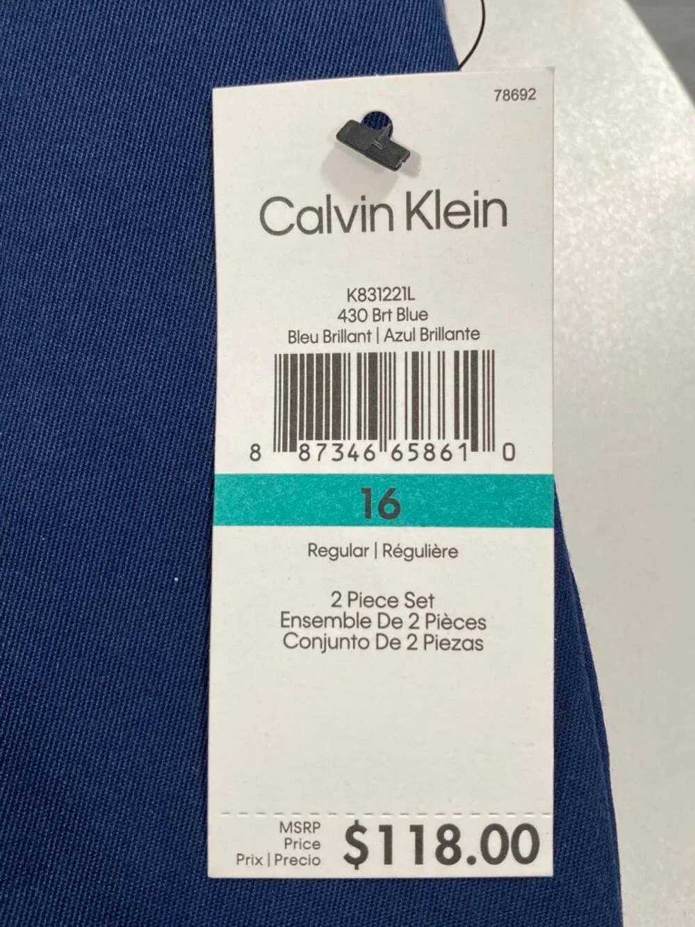 Calvin Klein 2-piece Formal Suit Set Boys 16 Regular Jacket and Dress Pants Blue